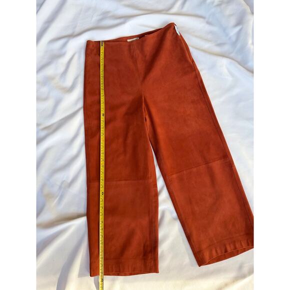 Vince Pants Size 6 Fall Culottes Suede Wide Leg Cropped in Brick Red Orange - Picture 11 of 16
